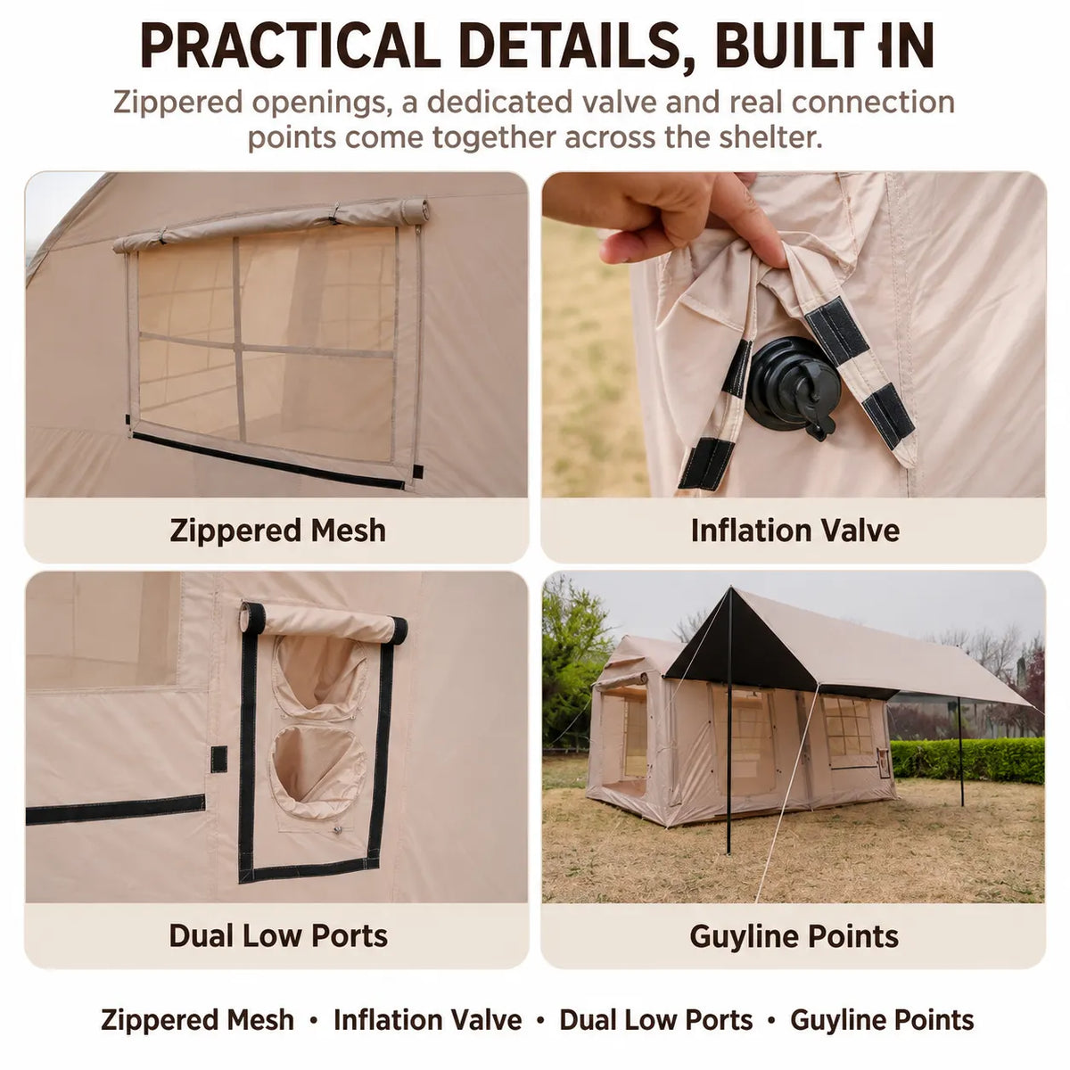Weisshorn Inflatable Cabin Tent 300x400cm Side Awning Roof Skylight - Image 3
