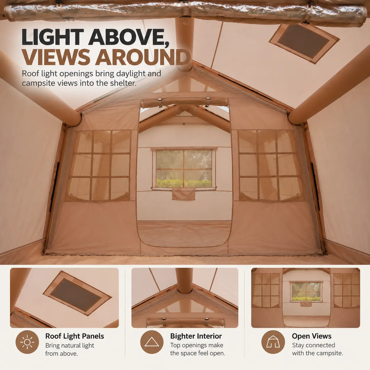Weisshorn Inflatable Cabin Tent 300x400cm Side Awning Roof Skylight - Image 6