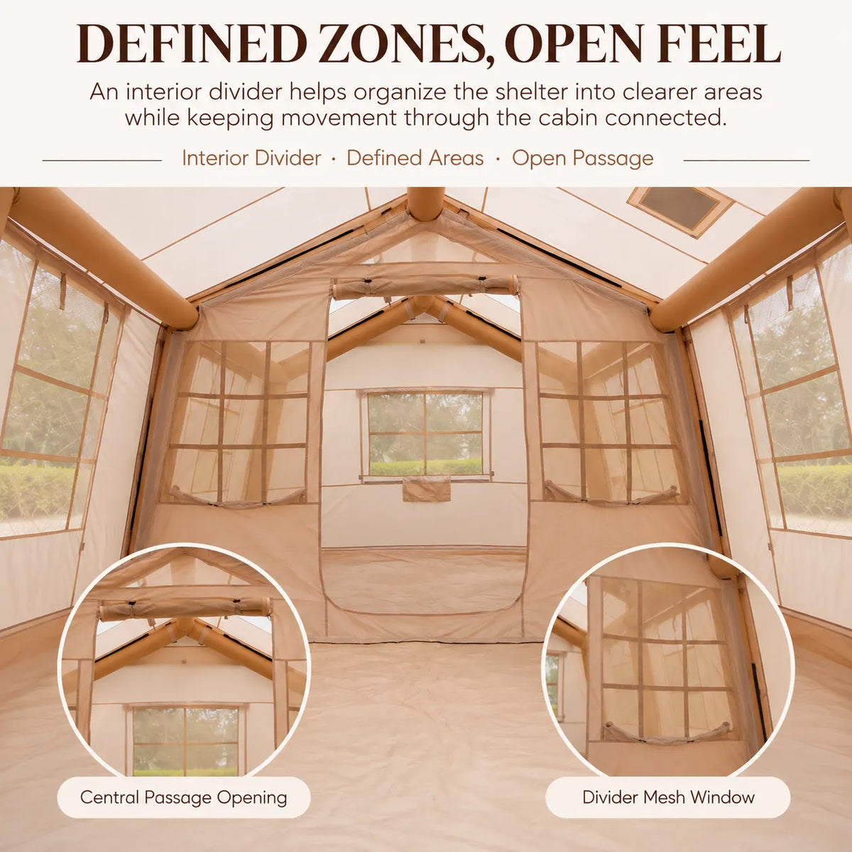 Weisshorn Inflatable Cabin Tent 300x400cm Side Awning Roof Skylight - Image 7
