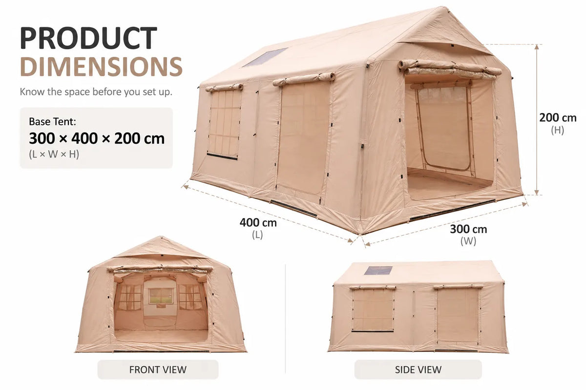 Weisshorn Inflatable Cabin Tent 300x400cm Side Awning Roof Skylight - Image 9