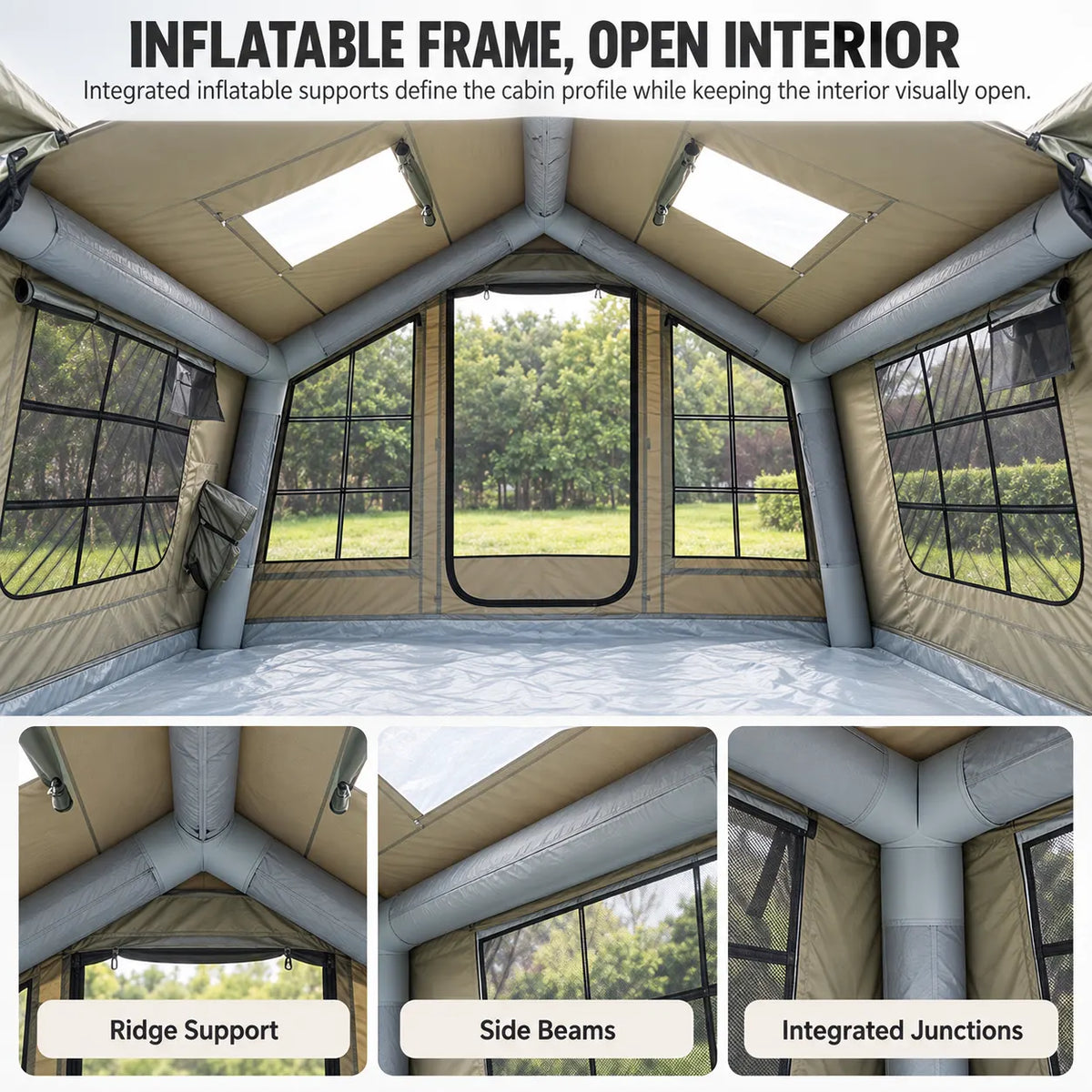 Weisshorn Inflatable Camping Tent Cabin Style with Skylight Mesh 300x265cm - Image 4