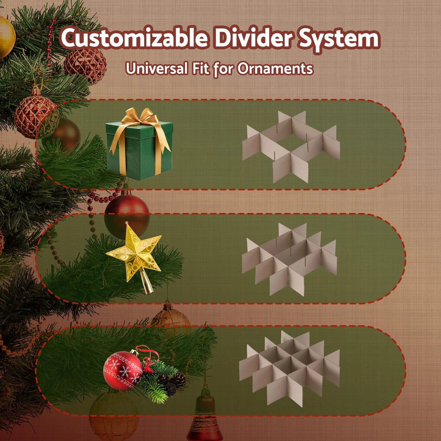Jingle Jollys Christmas Baubles Storage Box 128 Slots Decor Ornaments Container - Image 7