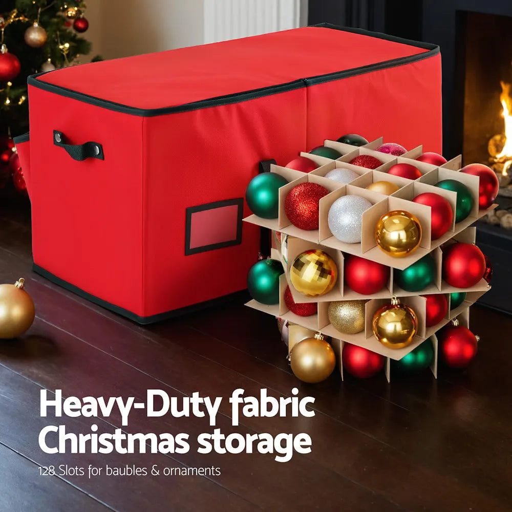 Jingle Jollys Christmas Baubles Storage Box 128 Slots Decor Ornaments Container - Image 4