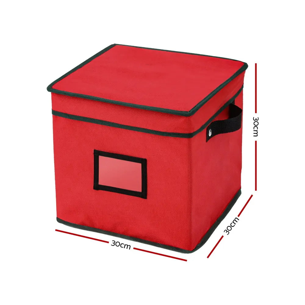 Jingle Jollys Christmas Baubles Storage Box 64 Dividers Xmas Ornaments Container - Image 2