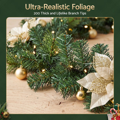 Jingle Jollys 2.7M Christmas Garland 8 Mode LEDs Timing 200 Tips Flowers Balls - Image 7