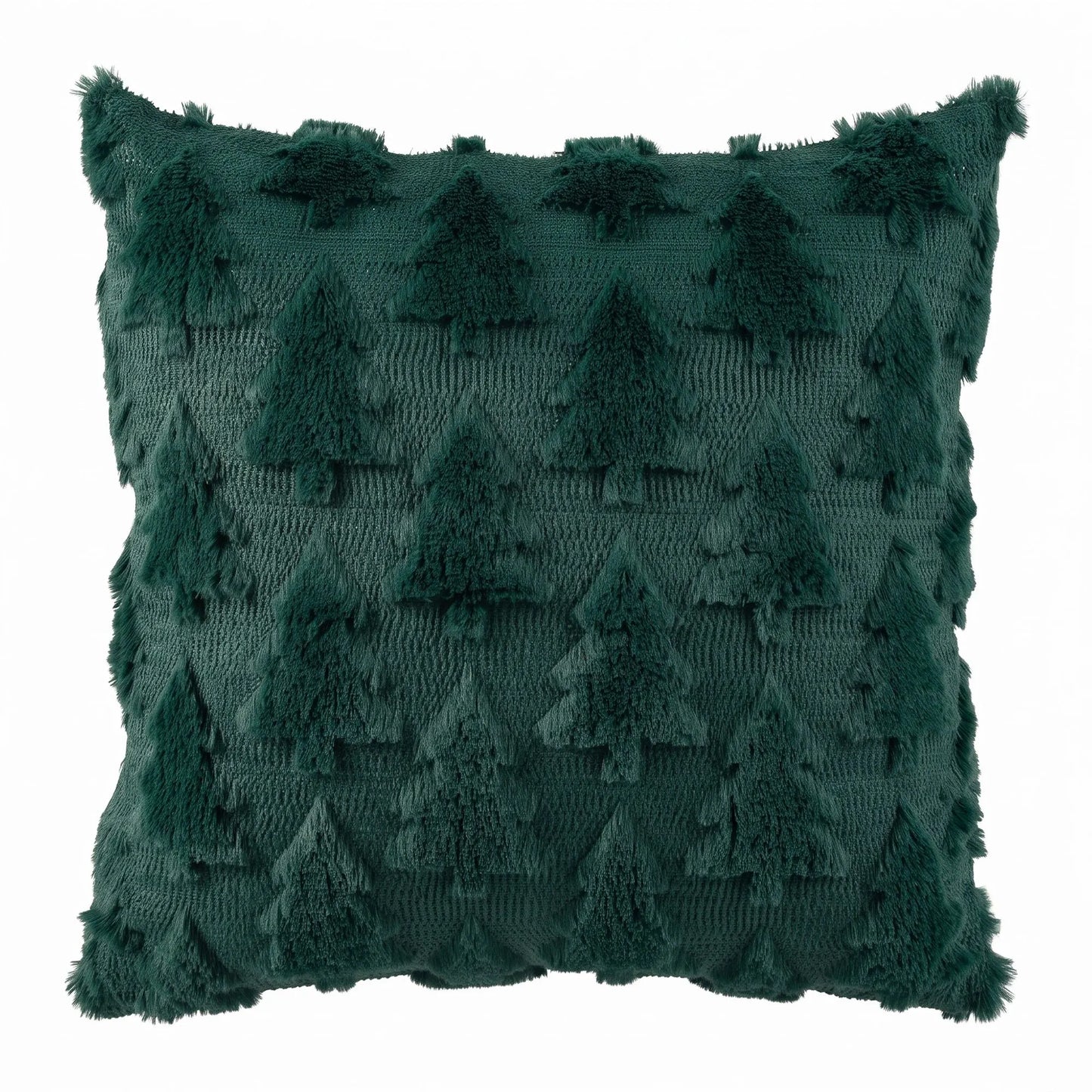 Jingle Jollys Christmas Tree Pillow Covers 2 Packs Cushion Covers Soft Faux Fur Jacquard Throw Pillow Covers 45 x 45cm Green