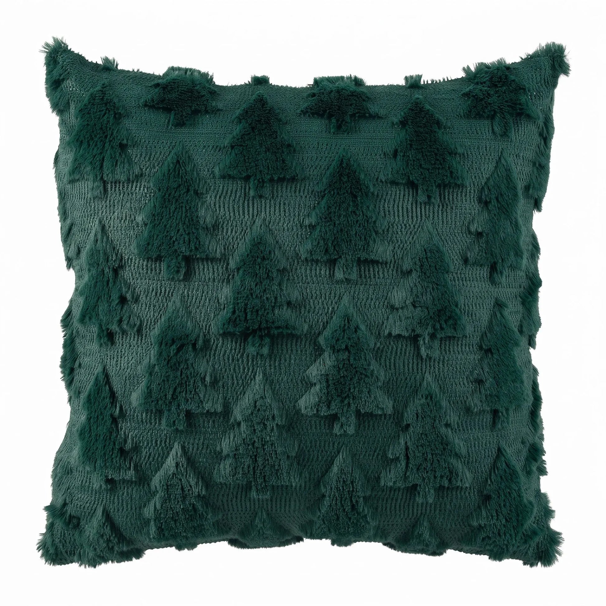 Jingle Jollys Christmas Tree Pillow Covers 2 Packs Cushion Covers Soft Faux Fur Jacquard Throw Pillow Covers 45 x 45cm Green