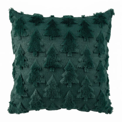 Jingle Jollys Christmas Tree Pillow Covers 2 Packs Cushion Covers Soft Faux Fur Jacquard Throw Pillow Covers 45 x 45cm Green
