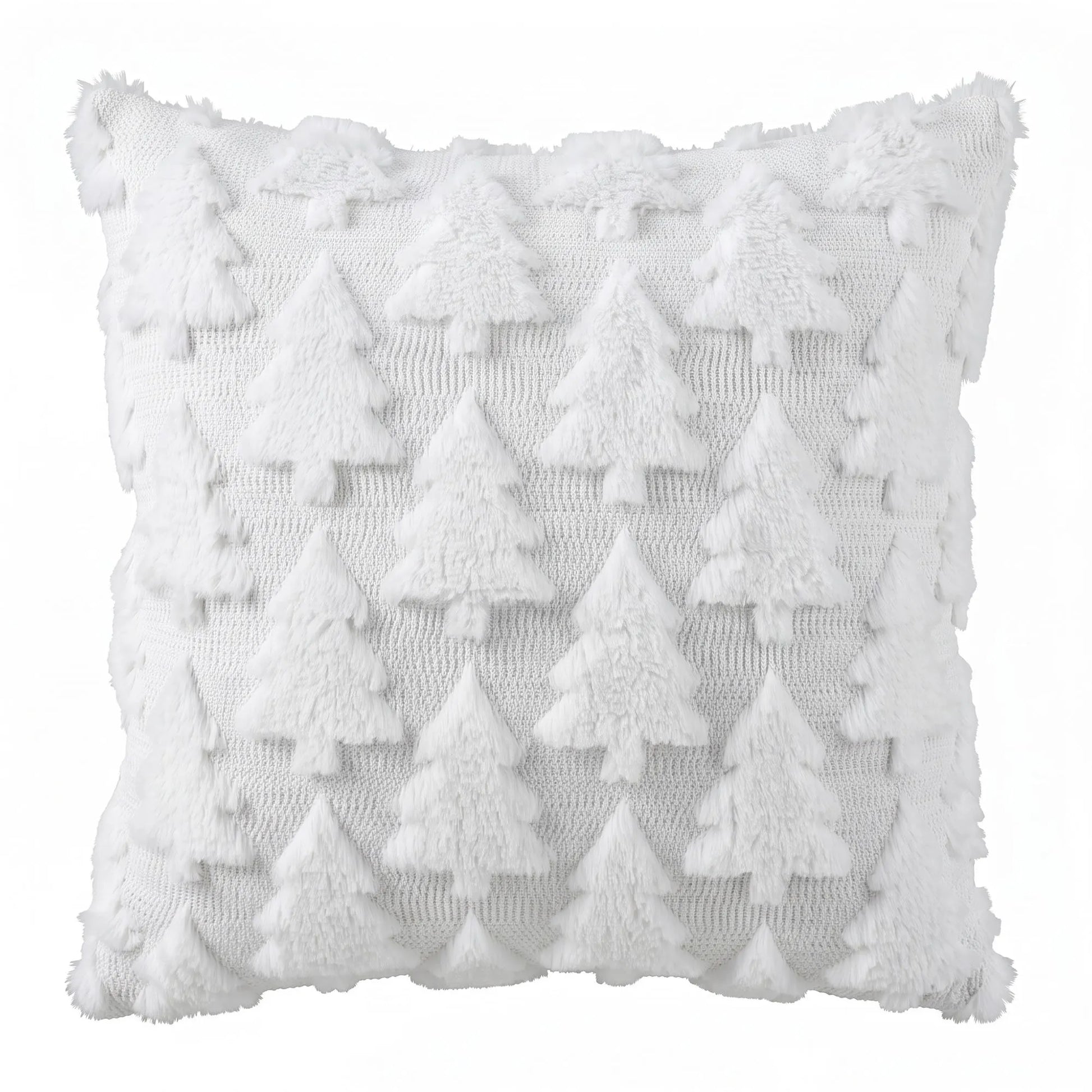 Jingle Jollys Christmas Tree Pillow Covers 2 Packs Cushion Covers Soft Faux Fur Jacquard Throw Pillow Covers 45 x 45cm White
