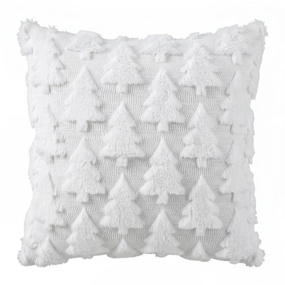 Jingle Jollys Christmas Tree Pillow Covers 2 Packs Cushion Covers Soft Faux Fur Jacquard Throw Pillow Covers 45 x 45cm White