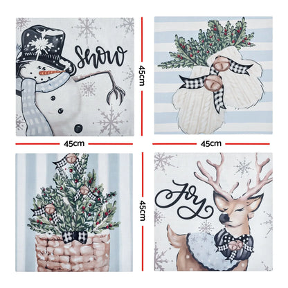 Jingle Jollys Christmas Cushion Covers Set of 4 Pillow Covers 45x45cm with 4 Cute Patterns Blue - Image 2