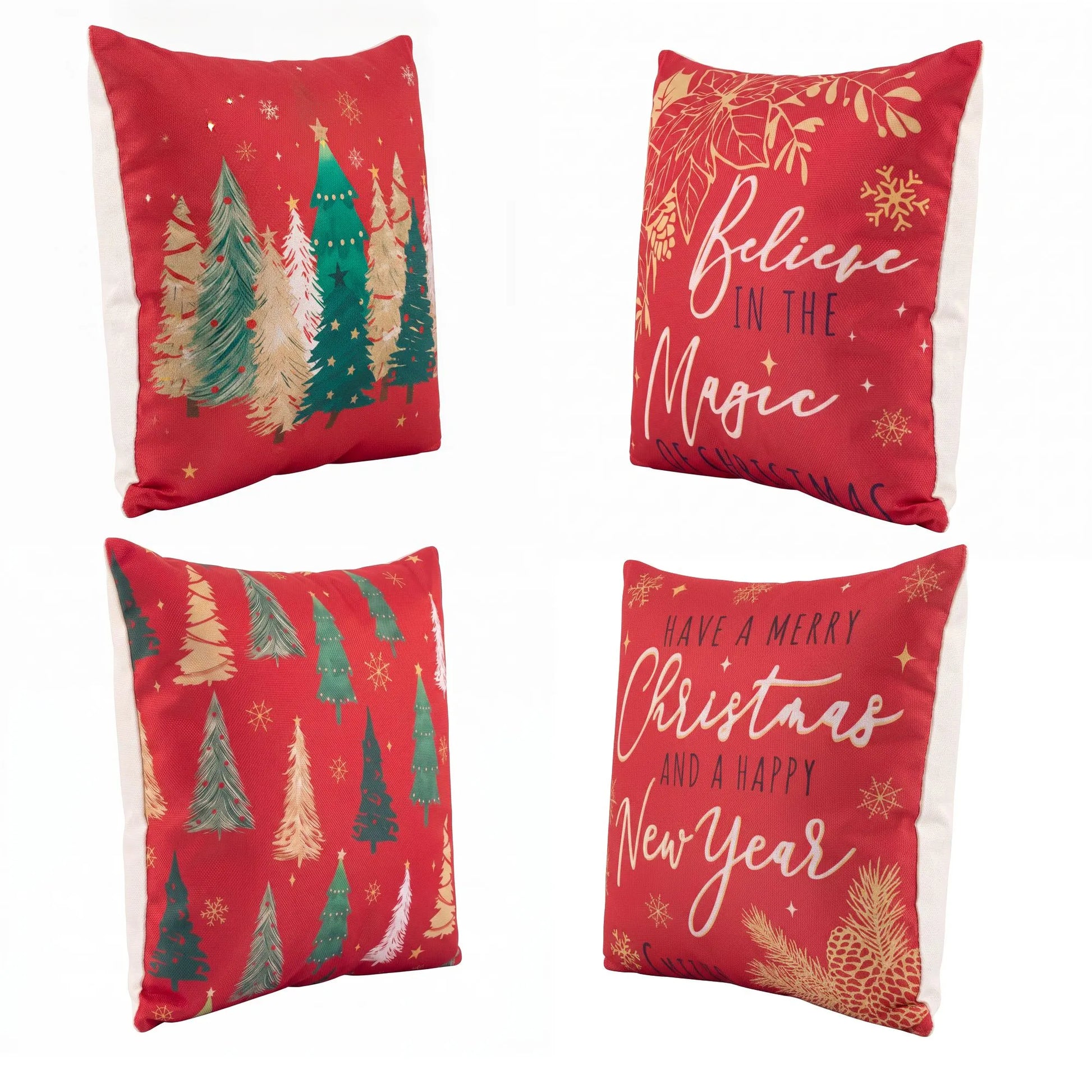 Jingle Jollys Christmas Cushion Covers Set of 4 Pillow Covers 45x45cm with 4 Cute Patterns Red - Image 3