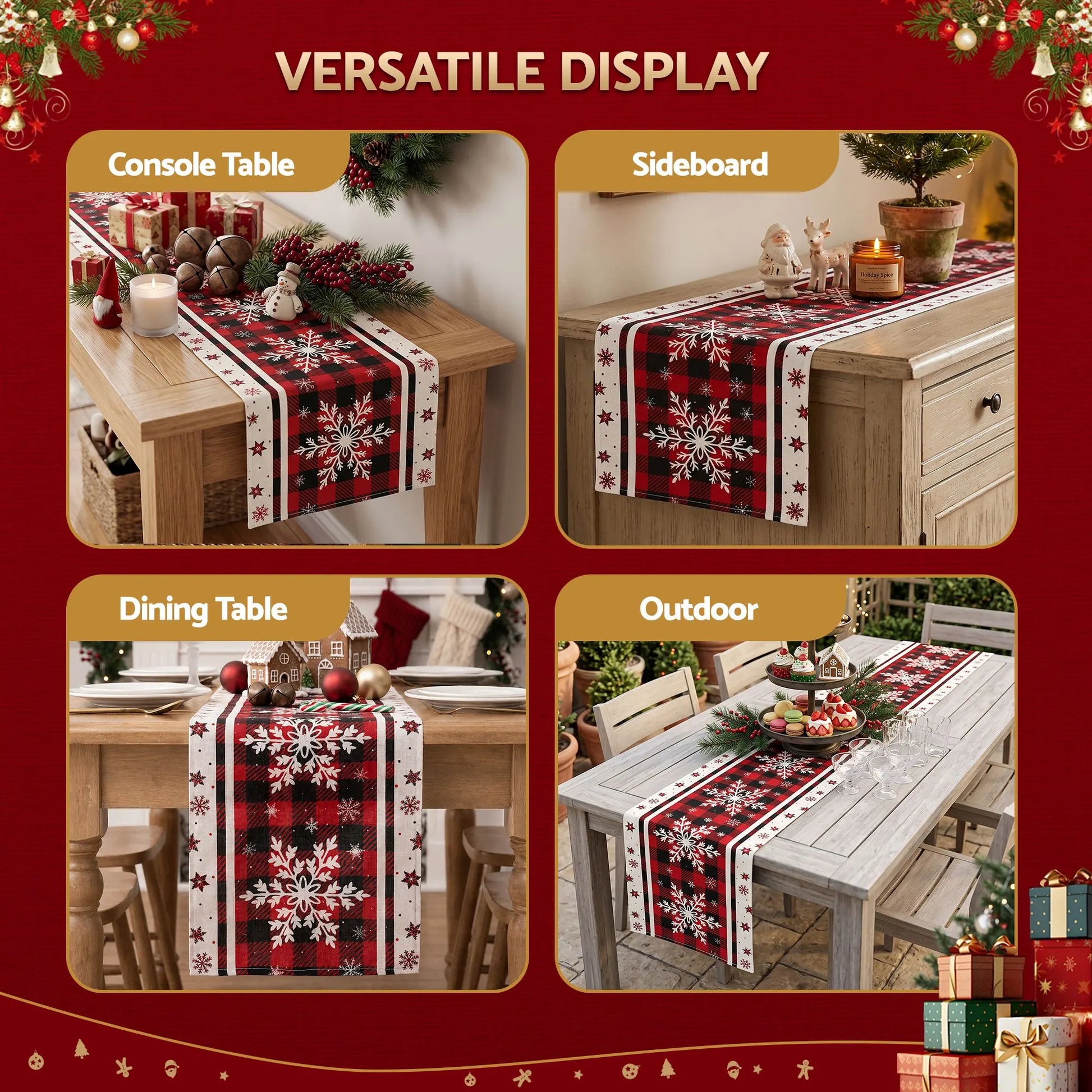 Jingle Jollys Christmas Table Runner Snowflake 190x32CM Dining Party Decor Linen - Image 7
