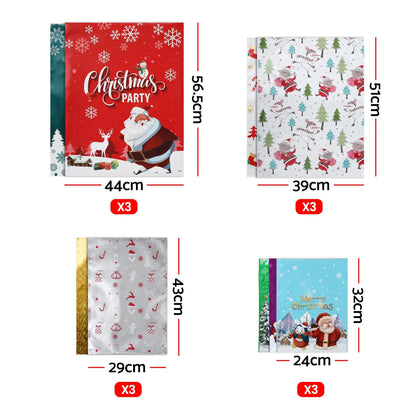 Jingle Jollys 27PCS Christmas Gift Bags Large Medium Small 9 Christmas Designs Set - Image 2
