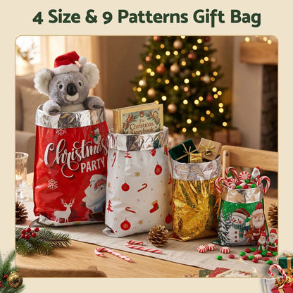 Jingle Jollys 27PCS Christmas Gift Bags Large Medium Small 9 Christmas Designs Set - Image 5