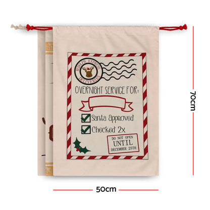 Jingle Jollys 3PCS Christmas Santa Sacks Large Reusable Personalised Canvas Gift Storage Bags - Image 2