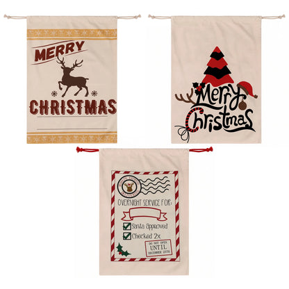 Jingle Jollys 3PCS Christmas Santa Sacks Large Reusable Personalised Canvas Gift Storage Bags - Image 3
