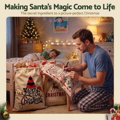 Jingle Jollys 3PCS Christmas Santa Sacks Large Reusable Personalised Canvas Gift Storage Bags - Image 6