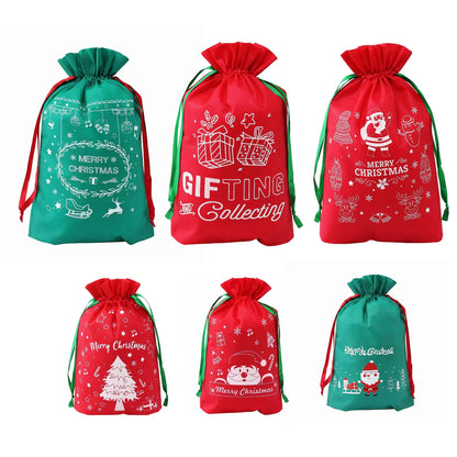 Jingle Jollys 6PCS Christmas Santa Sacks Drawstring Reusable Gift Storage Bags 2 Sizes