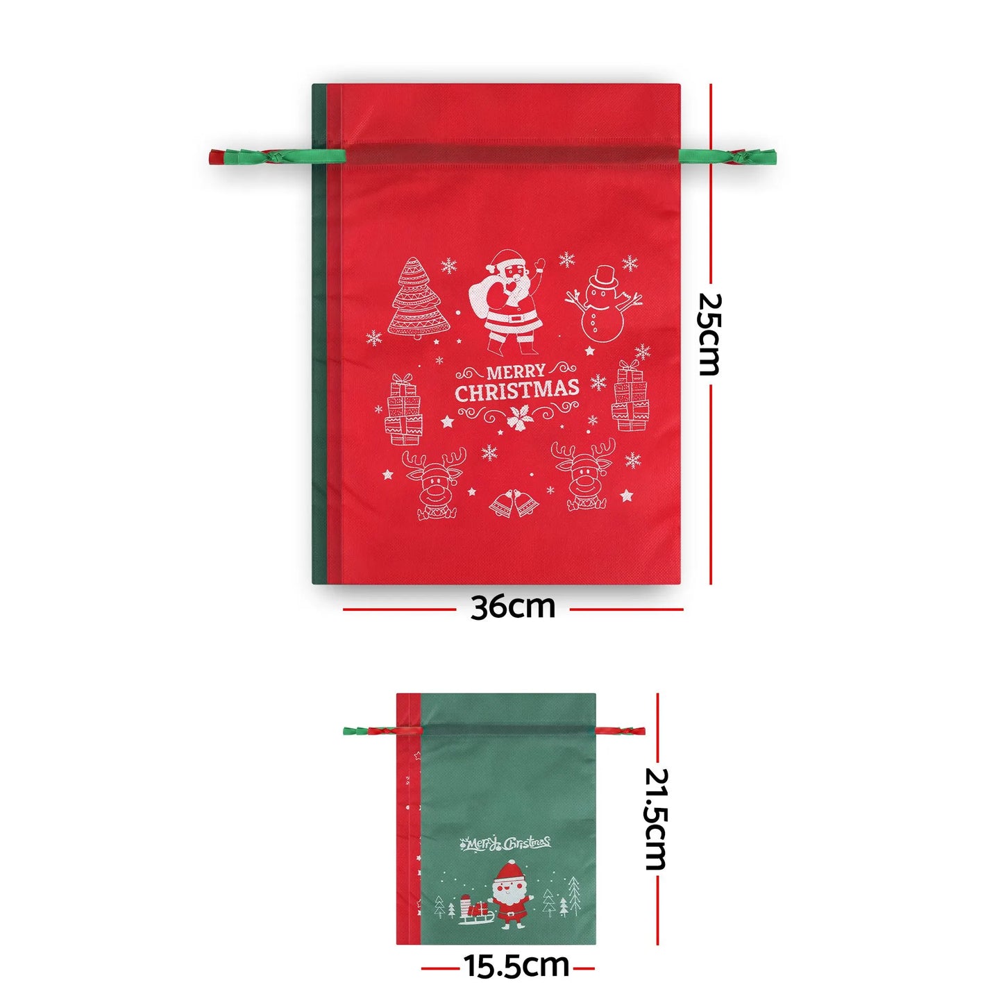 Jingle Jollys 6PCS Christmas Santa Sacks Drawstring Reusable Gift Storage Bags 2 Sizes - Image 2