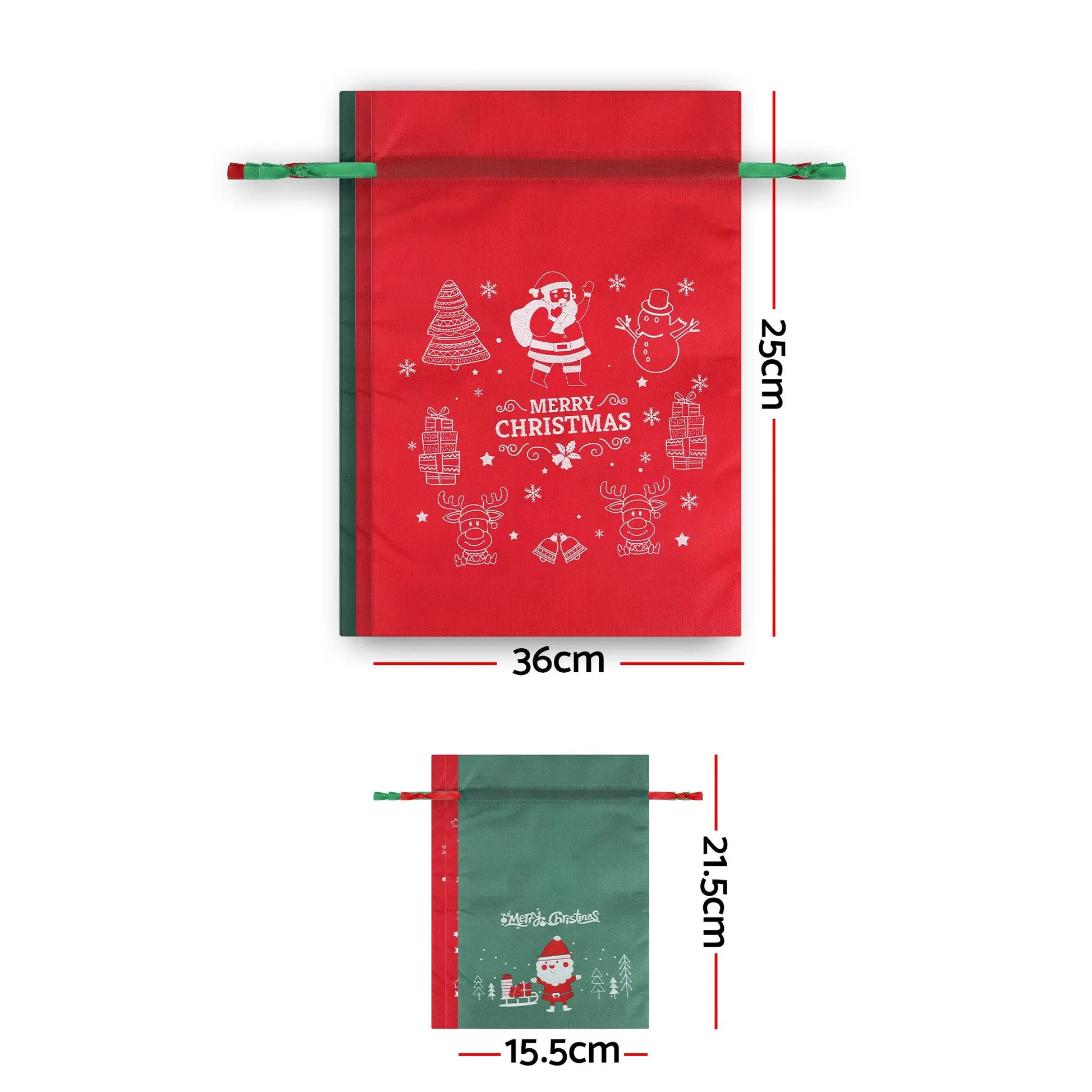 Jingle Jollys 6PCS Christmas Santa Sacks Drawstring Reusable Gift Storage Bags 2 Sizes - Image 2