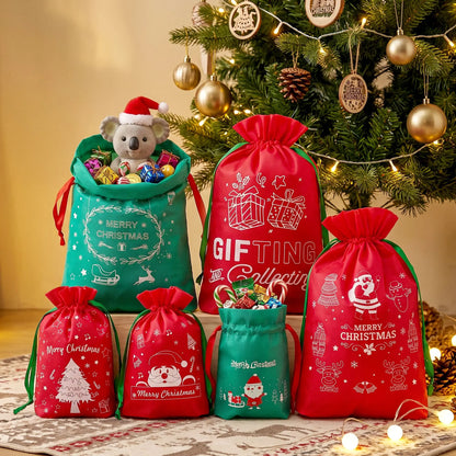 Jingle Jollys 6PCS Christmas Santa Sacks Drawstring Reusable Gift Storage Bags 2 Sizes - Image 8