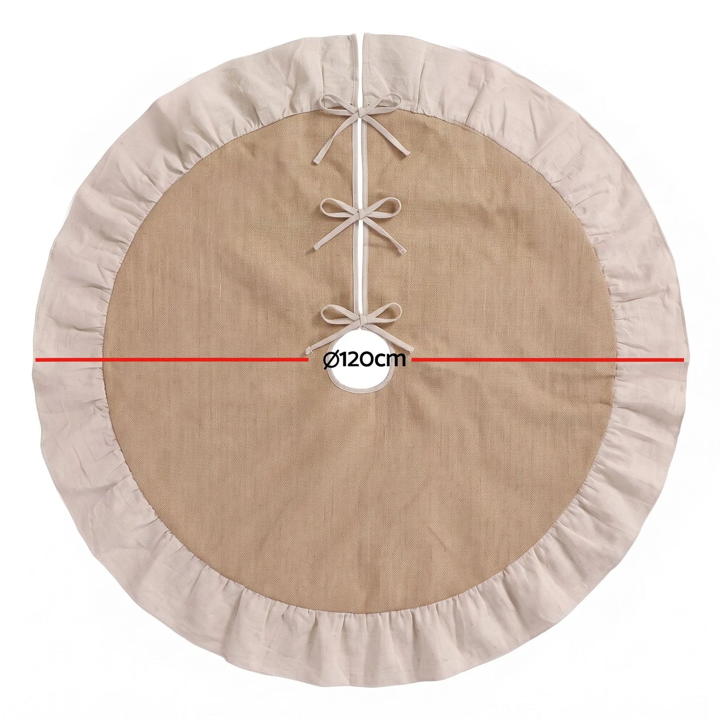 Jingle Jollys 120cm Christmas Tree Skirt Linen Christmas Tree Mat Decor - Image 2
