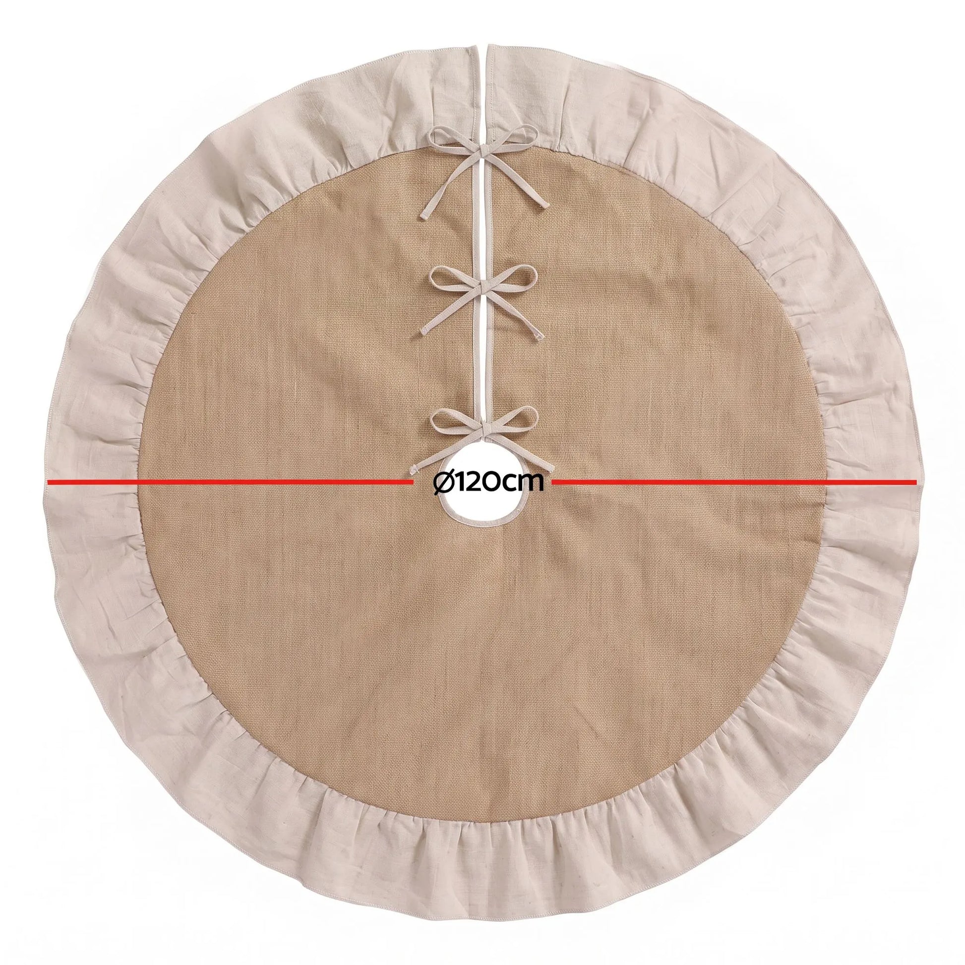 Jingle Jollys 120cm Christmas Tree Skirt Linen Christmas Tree Mat Decor - Image 2