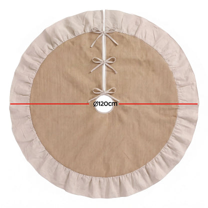 Jingle Jollys 120cm Christmas Tree Skirt Linen Christmas Tree Mat Decor - Image 2