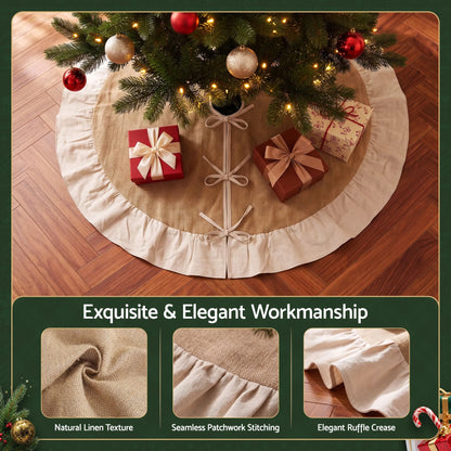 Jingle Jollys 120cm Christmas Tree Skirt Linen Christmas Tree Mat Decor - Image 4