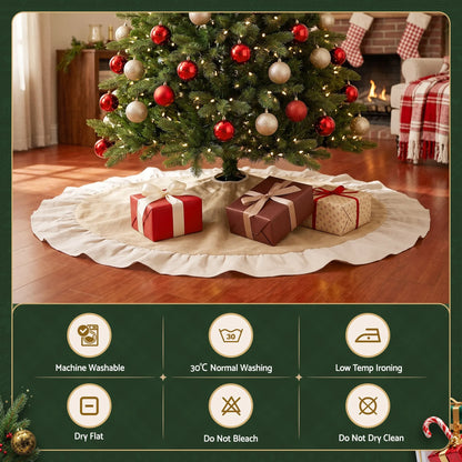 Jingle Jollys 120cm Christmas Tree Skirt Linen Christmas Tree Mat Decor - Image 5