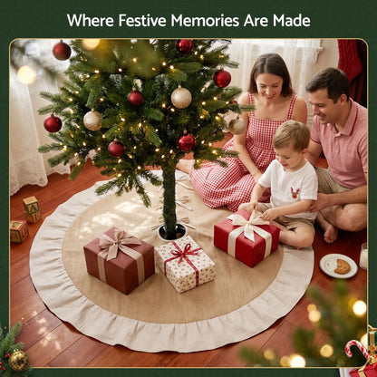Jingle Jollys 120cm Christmas Tree Skirt Linen Christmas Tree Mat Decor - Image 6