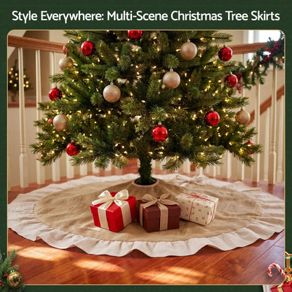 Jingle Jollys 120cm Christmas Tree Skirt Linen Christmas Tree Mat Decor - Image 8