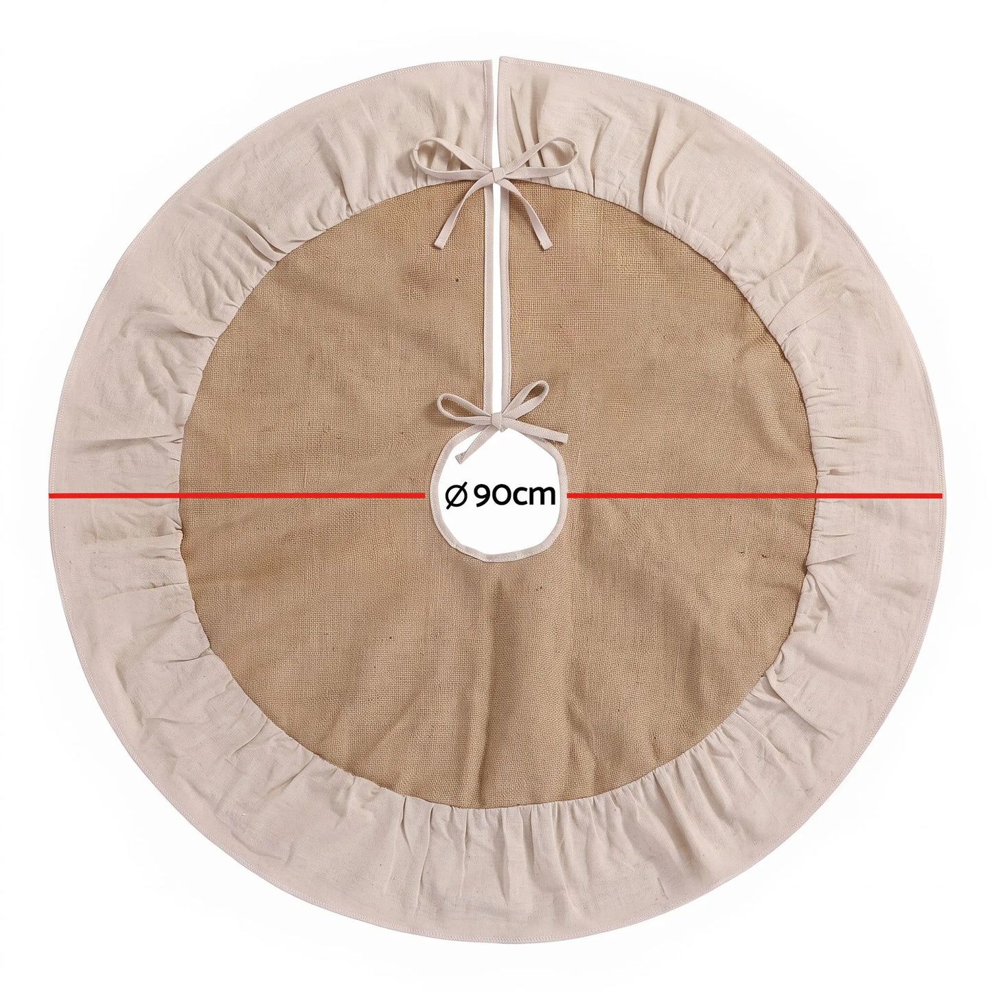 Jingle Jollys 90cm Christmas Tree Skirt Linen Christmas Tree Mat Decor - Image 2