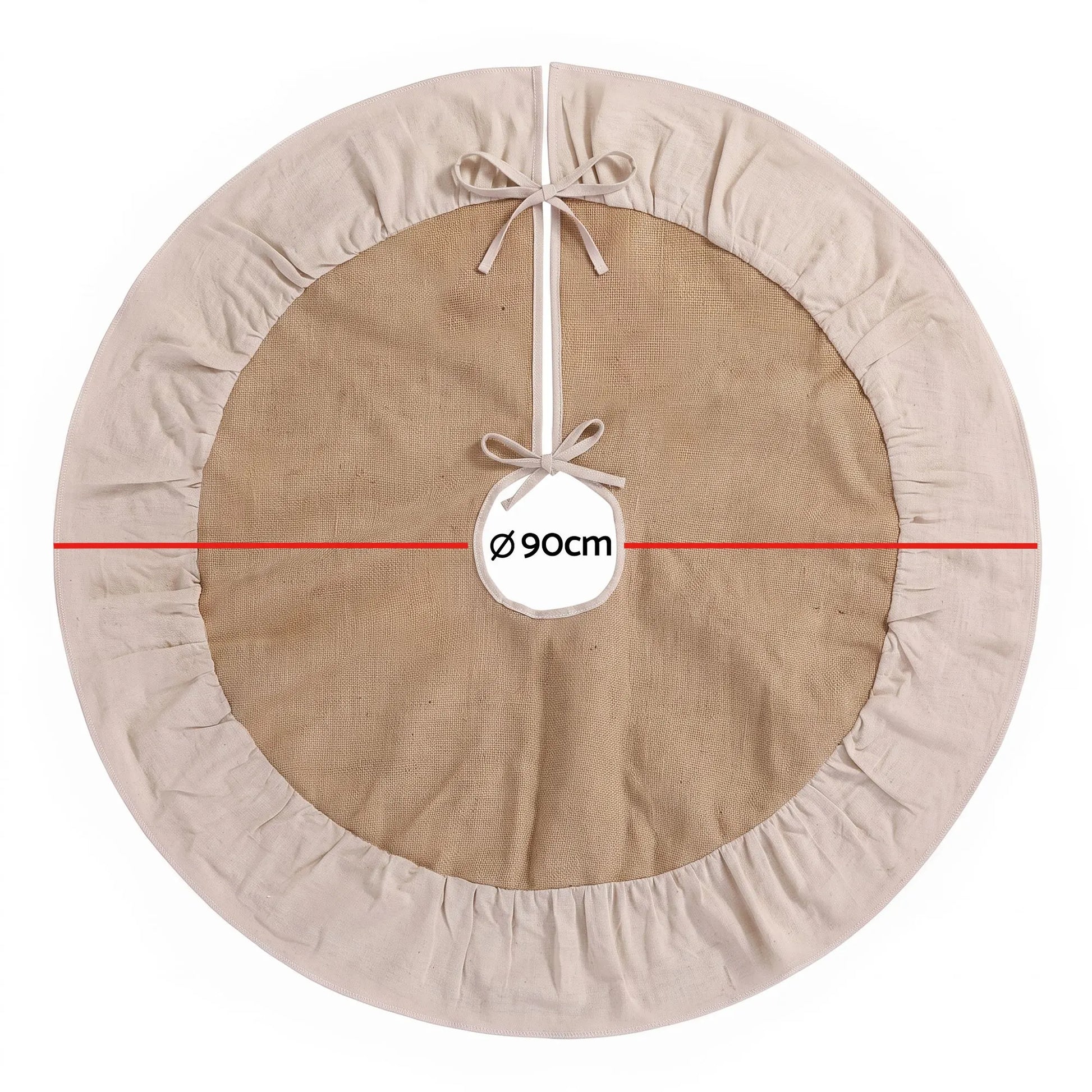 Jingle Jollys 90cm Christmas Tree Skirt Linen Christmas Tree Mat Decor - Image 2