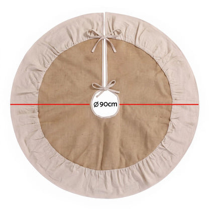 Jingle Jollys 90cm Christmas Tree Skirt Linen Christmas Tree Mat Decor - Image 2