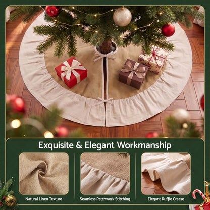 Jingle Jollys 90cm Christmas Tree Skirt Linen Christmas Tree Mat Decor - Image 4
