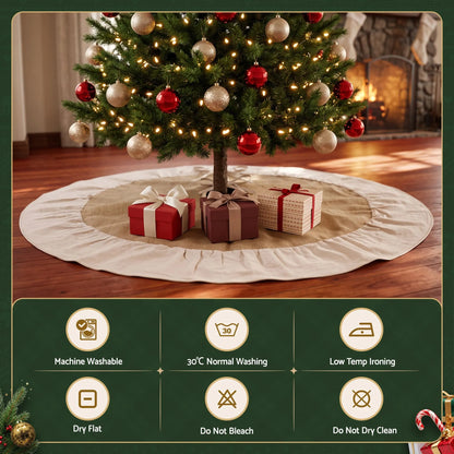 Jingle Jollys 90cm Christmas Tree Skirt Linen Christmas Tree Mat Decor - Image 5