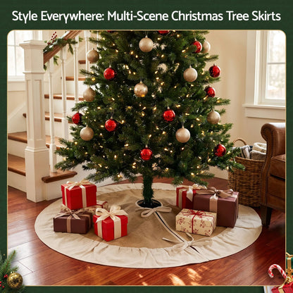 Jingle Jollys 90cm Christmas Tree Skirt Linen Christmas Tree Mat Decor - Image 7