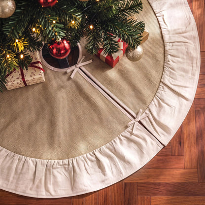 Jingle Jollys 90cm Christmas Tree Skirt Linen Christmas Tree Mat Decor - Image 8