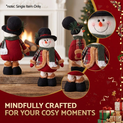 Jingle Jollys Christmas Snowman Ornament 40-56cm Telescopic Tabletop Decoration Doll, Adjustable Length For Tabletop, Window, Mantel, Indoor Holiday Decor - Image 5