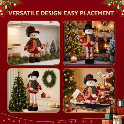 Jingle Jollys Christmas Snowman Ornament 40-56cm Telescopic Tabletop Decoration Doll, Adjustable Length For Tabletop, Window, Mantel, Indoor Holiday Decor - Image 6