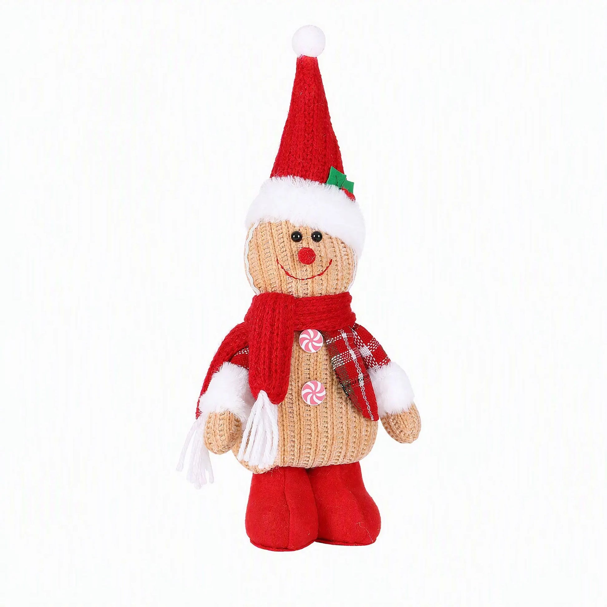 Jingle Jollys Christmas Gingerbread Man Standing Ornament Knitted Christmas Indoor Decor - Image 3