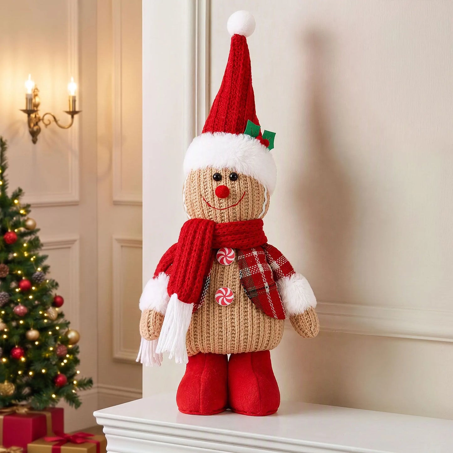 Jingle Jollys Christmas Gingerbread Man Standing Ornament Knitted Christmas Indoor Decor - Image 7