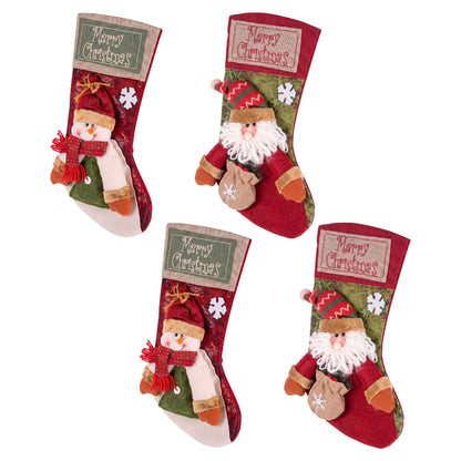Jingle Jollys 4PCS Christmas Stockings Large 3D Plush Santa Snowman 43.5cm Christmas Decor for Family Holiday Christmas Party Decorations - Image 4