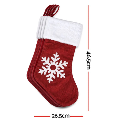 Jingle Jollys 4 Pack Large Velvet Christmas Stockings 46.5cm Red White Decor Perfect For Gift Ideal, Fireplace Mantels Christmas Trees Holiday Party Decorations - Image 2