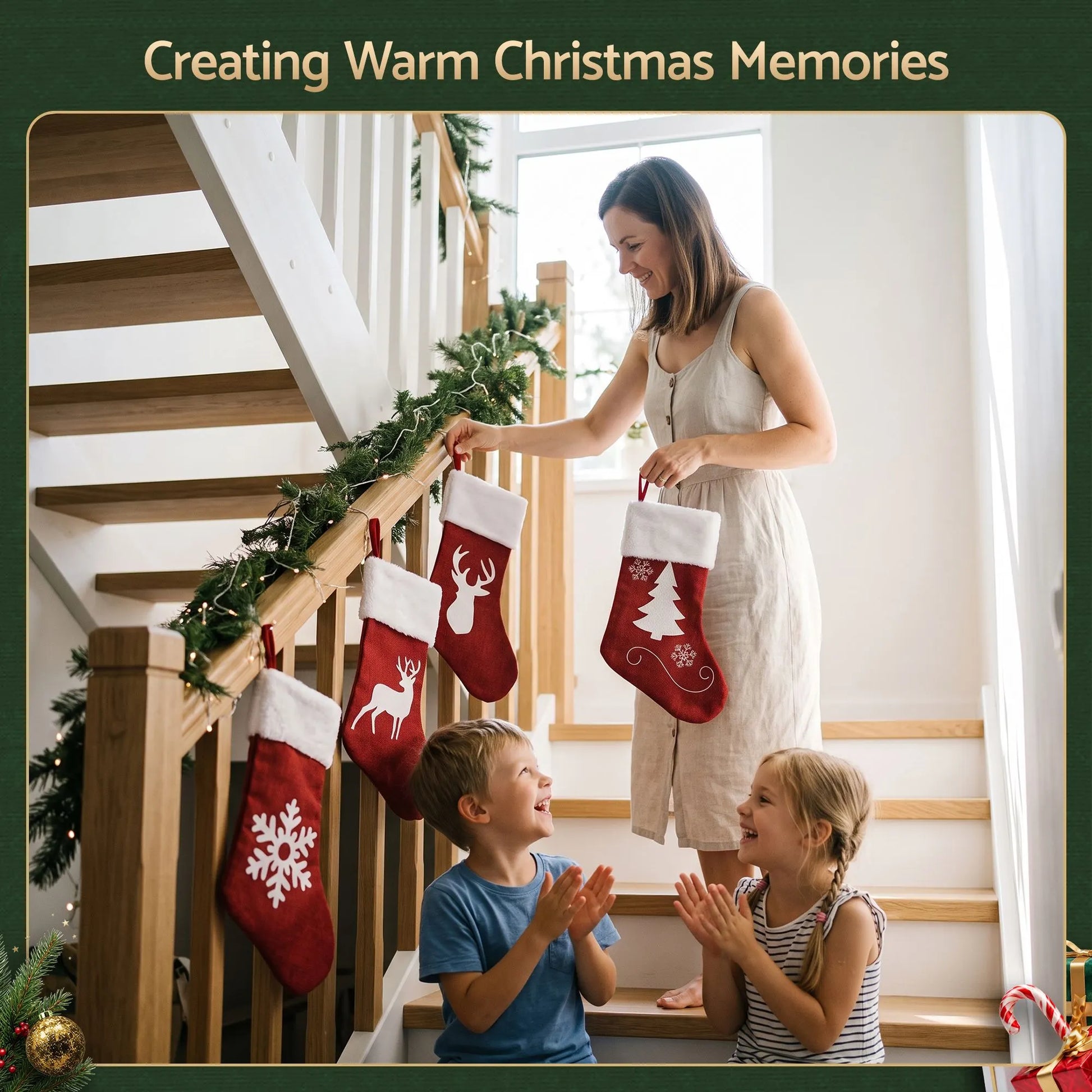 Jingle Jollys 4 Pack Large Velvet Christmas Stockings 46.5cm Red White Decor Perfect For Gift Ideal, Fireplace Mantels Christmas Trees Holiday Party Decorations - Image 6