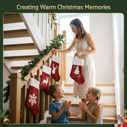 Jingle Jollys 4 Pack Large Velvet Christmas Stockings 46.5cm Red White Decor Perfect For Gift Ideal, Fireplace Mantels Christmas Trees Holiday Party Decorations - Image 6
