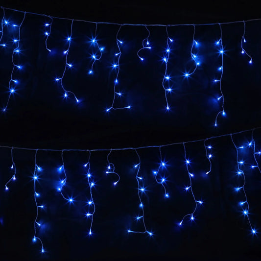 Jingle Jollys 32M Christmas Lights Solar Icicle String Lights 960 LED Blue
