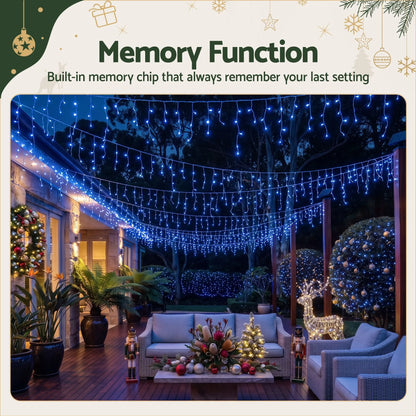 Jingle Jollys 32M Christmas Lights Solar Icicle String Lights 960 LED Blue - Image 7